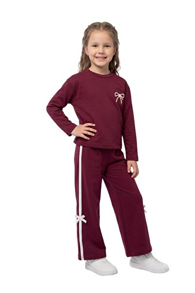NEWKİDS Girls' Set Children's Long Sleeve Set with Bow Brd Detail