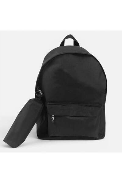 OEM Rucsac școlar negru cu penar 31 x 13.5 x 42.5 cm