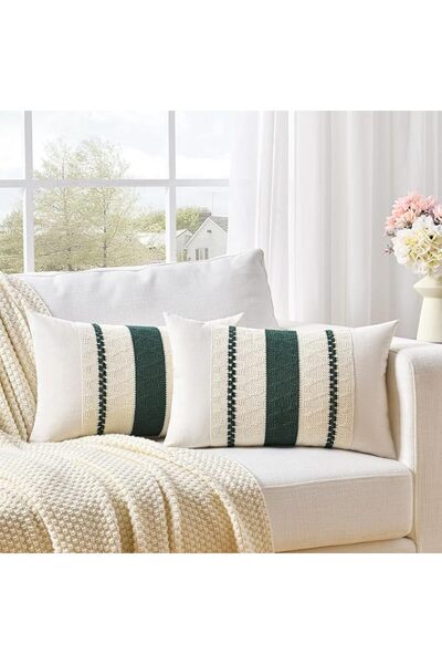 Fancy Homi Set of 2 Dusty Blue Vintage Lumbar Decorative Throw Pillow Covers ...