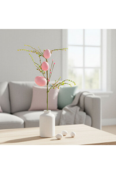 Alista Home Ramură decorativă de Paște cu ouă roz strălucitoare, 40x16 cm