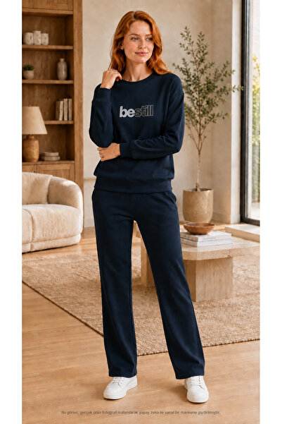 TREND EMMODA طقم بدلة رياضية نسائية من BeStill - سويت شيرت مطبوع برقبة دائرية...