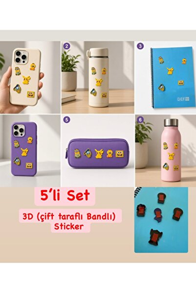 Buki'nin Atölyesi Set de 5 autocolante 3D din silicon – Autocolante decorativ...