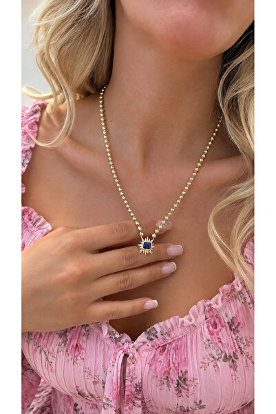 GLARE JEWELRY CO Navy Blue Stone Detailed Zircon Stone Premium Dorika Chain S...