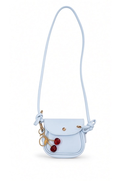 cantamella Baby Blue Crossbody Bag with Cherry Charm Gift, Knot Detail, and A...