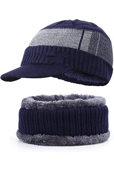 GENERAL Winter Beanies Scarf Set for Men Beanie Hat Cap Men Wool Scarf Caps B...