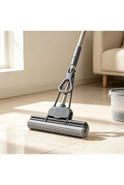 KMT Mop with PVA sponge, 38cm wide, absorbent, telescopic stainless steel han...
