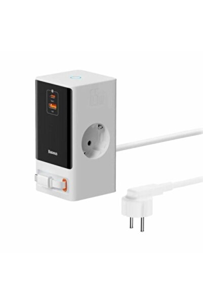 Baseus PowerCombo 65W Πολύπριζο με ανασυρόμενο USB-C, 2 πρίζες AC, USB, 1.5μ,...