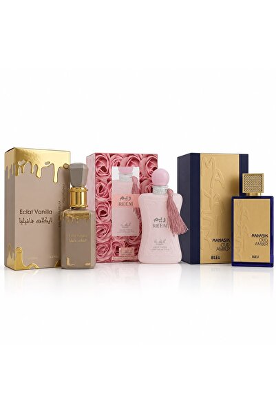 MANASIK Set 3 Parfumuri Arabesti Orientale 3x100 ml – Eclat Vanilla, Reem & O...