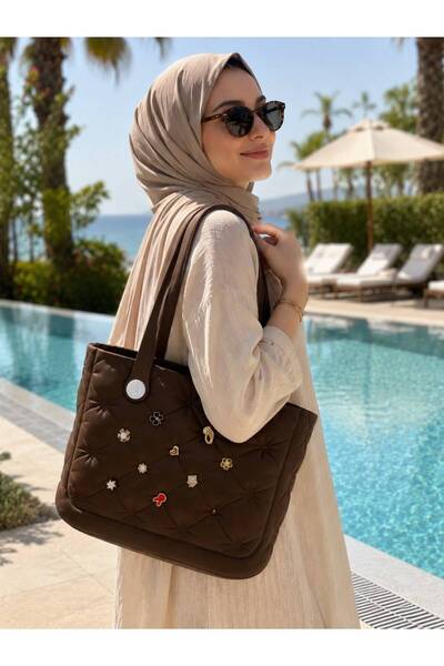 PAPUCUMUN DÜNYASI Women's Quilted Pattern Eva Material Water Resistant Large ...