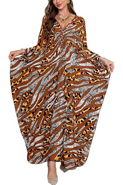 YouKD Summer Long Kaftan Dress Bohemian Roomy Beach Robe Cover Up Plus Size D...