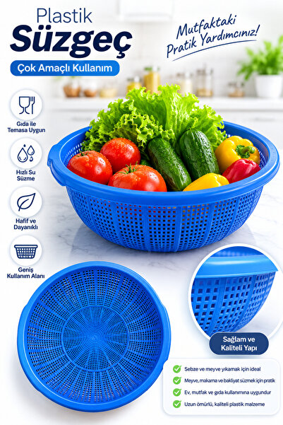 kumkumticaret Rainbow No 3 Plastic Strainer 28 cm – Vegetable Fruit Pasta Sal...