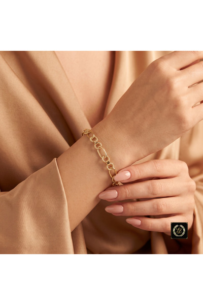 XUPING JEWELRY Vıp Seri 316L Çelik Gold Renk Dokulu ve Düz Halka Motifli Zinc...