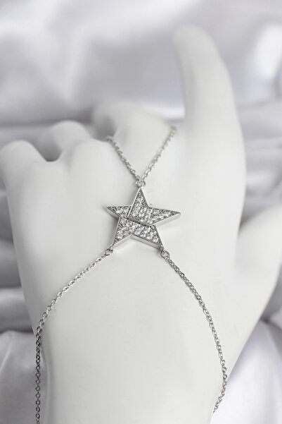 SORA GROUP Brass Silver Color Zircon Stone Star Model Women's Şahmeran