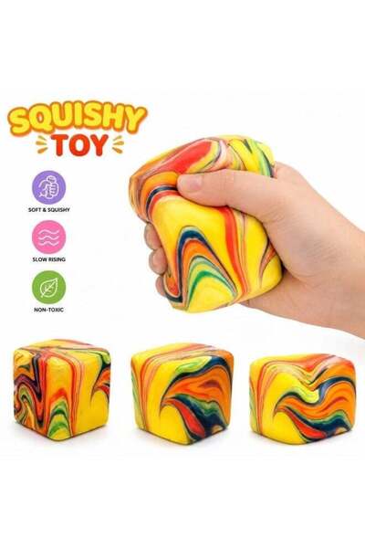 Squishy Squishable Cube Fidget Toy, Slow Rising Stress Relief Squeeze Toy, No...
