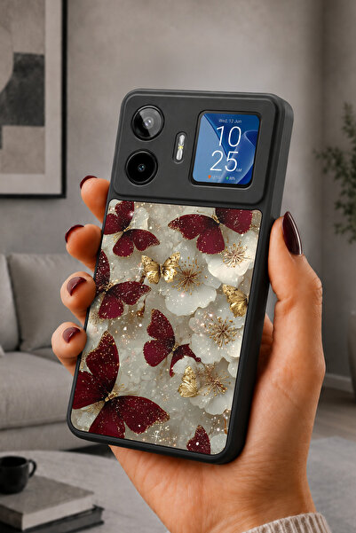 General Mobile GM26 Pro Uyumlu Bordo Desenli Kamera Korumalı Darbelere Dayanı...