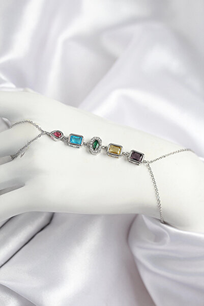 SORA GROUP Brass Colored Zircon Stone Model Silver Color Şahmeran