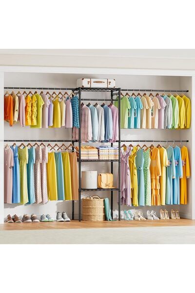 GENERAL Garment Rack Wall Mounted with 4 Expandable Hanger Rods,Retractable C...