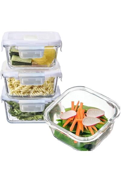 Generic Cup Square Glass Food Storage Containers, Small Square Storage Contai...