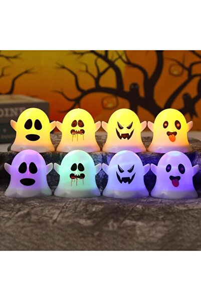 SODANEED 8 Pack Halloween Candle Light, Hallowee Ghost Light Decoration, Flam...