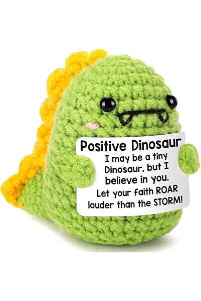 X SPRING Dinosaur Crochet, Small Decorative Plush for Office Desk, Bedroom an...