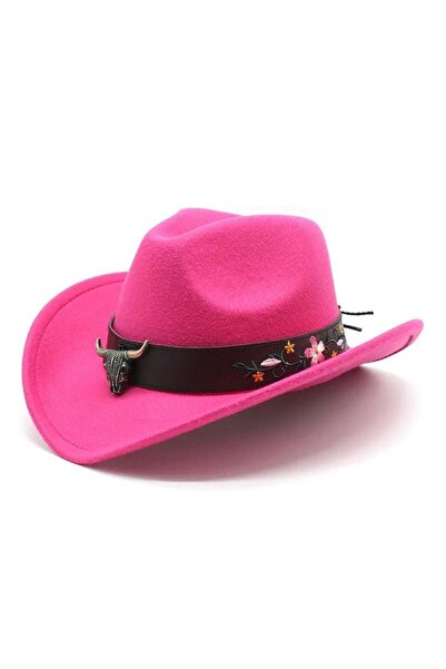 Pursehuit Pălărie de damă, roz, stil cowboy, Priska