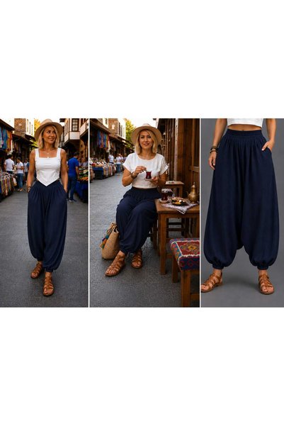 Generic Brand SOFYA KETEN STIL BOEM 100 CM BĂRBAȚĂ DE PANTALON AUTENTICĂ CU BUCUȚE DUBLĂ 100 CM