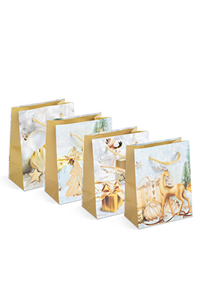 Alista Home Pungă cadou de Crăciun din hârtie lucioasă, 11.4x6.4x14.6 cm, set...