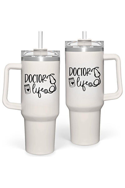 NASAQ Doctor's Insulated Stainless Steel 40oz Tumbler with Handle and Lid and...