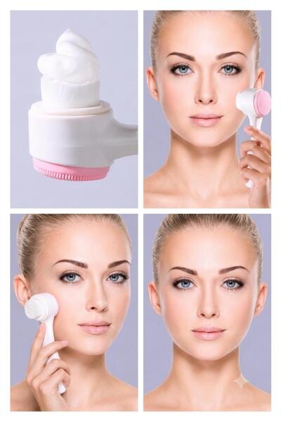 jetfast Double Sided Silicone Facial Cleansing Massage Skin Care Brush 1 Piece