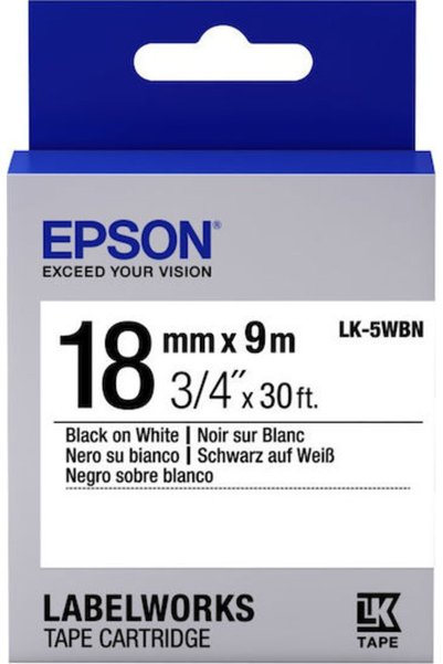 EPSON Ταινία εκτυπωτή ετικετών LK-5WBN σε μαύρο χρώμα 1 τεμάχιο Κωδικός: C53S...