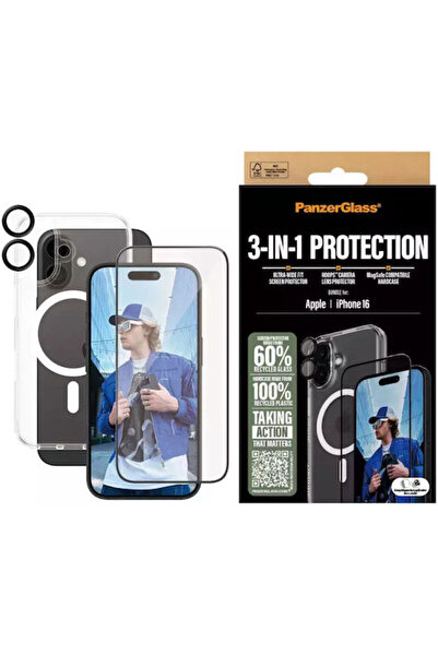Panzer Glass Panzerglass Πακέτο 3 σε 1 για iPhone 16 6.1 " Σκληρή Θήκη D3o + ...