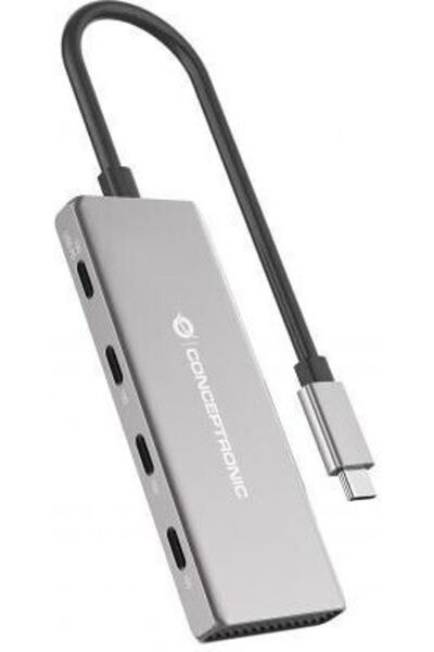 CONCEPTRONIC Διανομέας με 4 θύρες USB 3.2 και σύνδεση USB-C, Ασημί, Κωδικός: ...