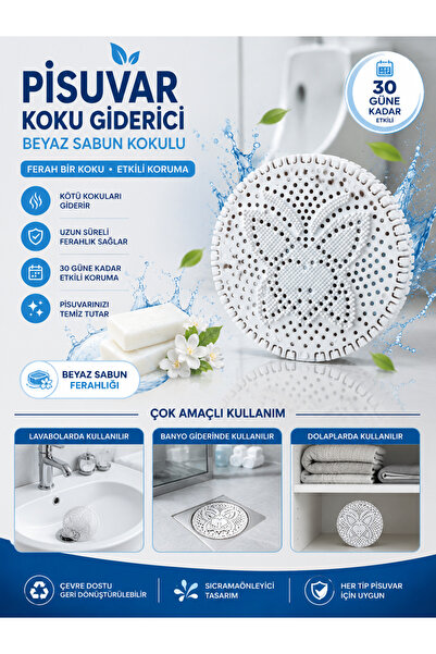 Lunihome Beyaz Sabun Kokusu Lavabo Banyo Dolap Gider Pisuvar Süzgeci Beyaz Sabunlu Koku Giderici
