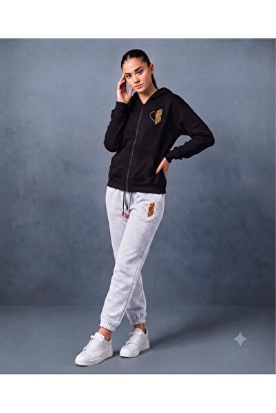 CLOTHES33 Set de trening HIRKA din 2 piese, de iarnă, cu imprimeu leopard și ...
