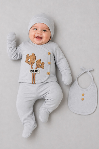 caddekids 100% Cotton 5-Piece Baby Hospital Discharge Set with Teddy Bear App...
