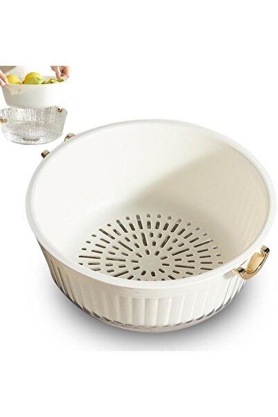 KASTWAVE 2-in-1 Salad Spinner, Kitchen Colander Set with Dual Layer Strainer ...