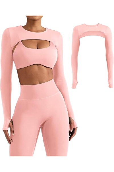 GENERAL YEOREO Women Crop Top Long Sleeve Bolero Open Front Workout Cropped S...