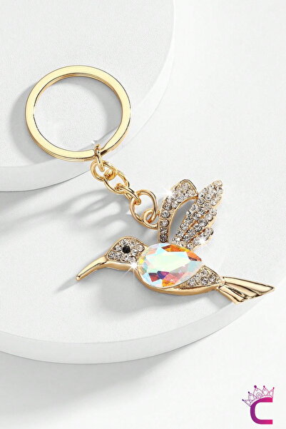 Cinderella Breloc ornament pentru geantă din metal auriu, cu figurină colibri...
