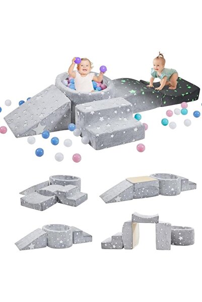 XICEN Foam Climbing Blocks with Ball Pit for Baby, Toddler Climbing Toys Desi...