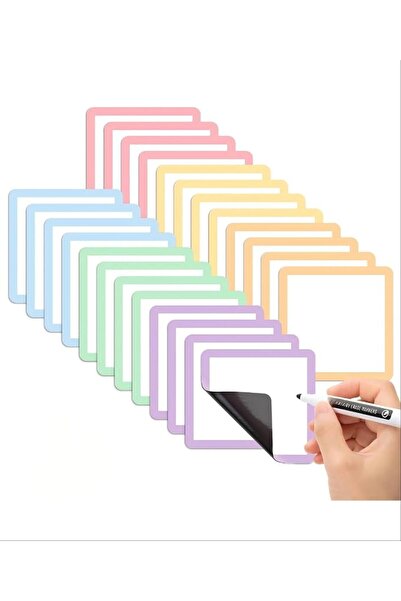 KASTWAVE Dry Erase Magnetic Labels, 24 Pack 4”x4” Colorful Writable Reusable ...