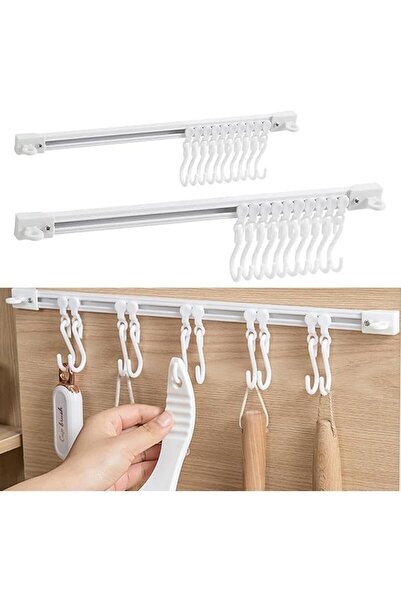 Yelajoy 2pcs Practical Slide Rail Hooks, Cabinet No Hanging Cutlery Punch Hol...