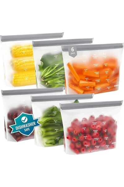 Yelajoy Dishwasher Safe Reusable Storage Bag, Upright, BPA-Free, Leak-Proof G...