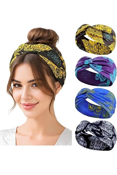 ELECDON 4-Pack Wide Elastic Headbands for Women - Soft Boho Fashion Hair Band...