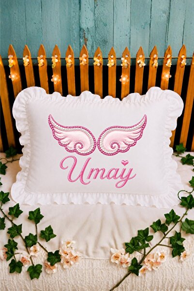 Yıldız Bebem Kişiye Özel İsimli Bebek Yastığı – Pembe Melek Kanadı Tasarımlı ...