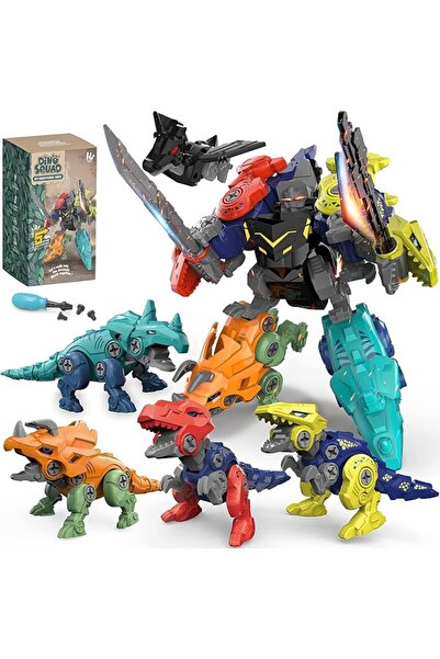 OASISGALORE Dinosaur Transform Robot 5 in 1, Take Apart Toys Set for boy Kid ...