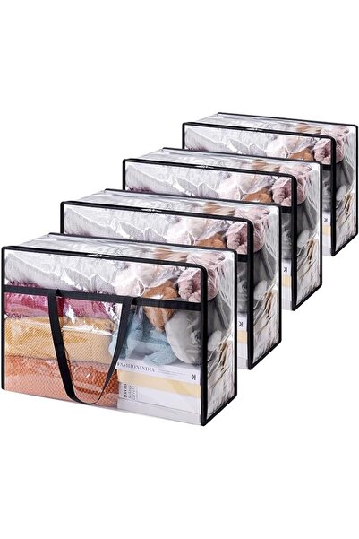 Yelajoy 4 Pack Clear Clothes Storage Bags, Plastic Blanket Storage Bags, Viny...