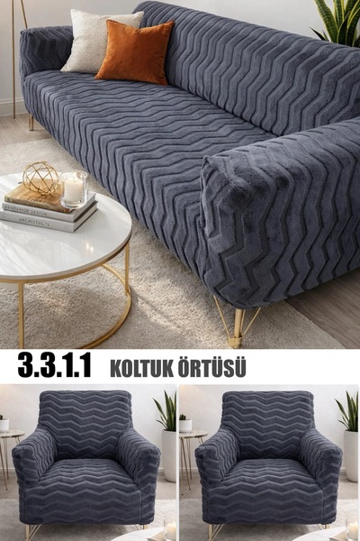 ÖZMAKAN Wellsoft Sofa Cover, Sofa Cover Set 3.3.1.1 Set Cream Color