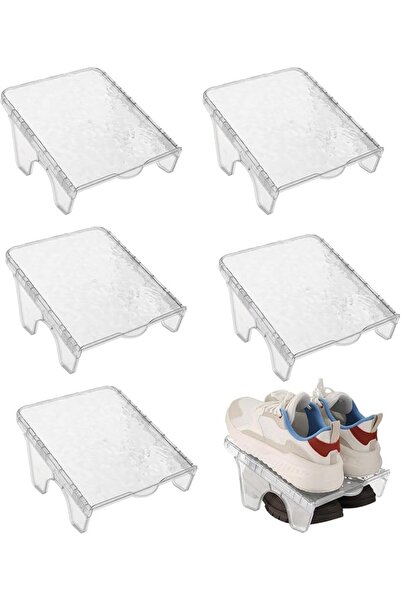 Yelajoy 6-Pack Double Layer Shoe Organizer Stacker – Transparent Shoe Shelf f...