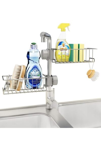 TERRIFI Kitchen Sink Caddy Sponge Holder, 2 Pcs Stainless Steel Faucet Mount ...