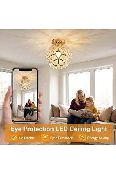 GENERAL Modern Pendant Light Ceiling Chandelier, Star & Floral Shaped Acrylic PVC Hanging Lamp with Crystal-